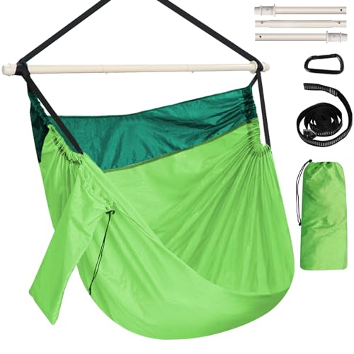 Chihee Hängesessel Fallschirm Nylon Hängematte Stuhl Tragbarer Leichter und großer Schaukelstuhl - Max 250KG - klappbarem Metallspreizstab Starkes Gurtband und Karabiner - Außenbereich Innen Camping von Chihee