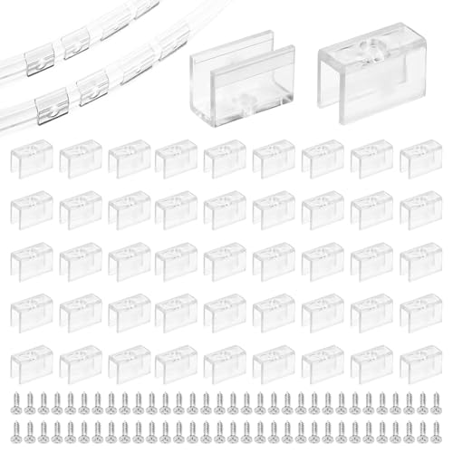 100 Stück Neon-Lichtclips mit Schrauben, LED-Neonlicht-Halterungen, klare Neonstreifen-Lichthalter, machen Neonschilder DIY, Seillicht-Haken, Zubehör für 6 x 12 mm von Chihutown