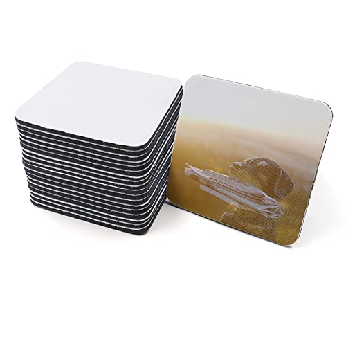 40 Stück Sublimation Untersetzer, 9 ×9 cm quadratische Sublimation Untersetzer, Leere Wärmeübertragungs-Tassenuntersetzer für DIY, Handwerk von Chihutown