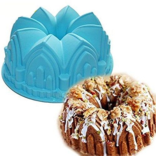 Chikanb Groß Krone Silikonform Set, 1 Stück Antihaft Backen Schimmel Pfanne, DIY Gebäck Schimmel, Kuchen Backform Tablett, Torte, Muffin, Schokolade, Moussekuchen, 3D Runder Schlosspudding, 22 CM von Chikanb