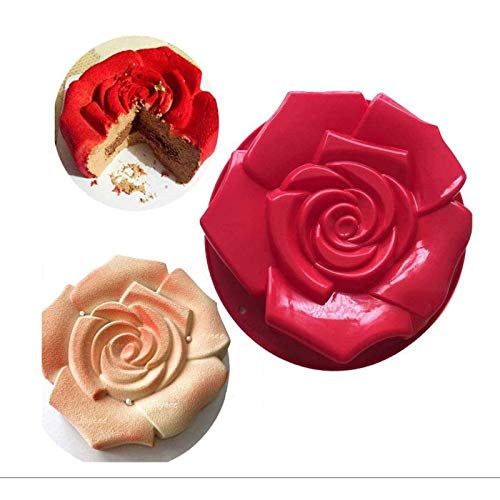 Chikanb Silikonform Rosenblüte, runde Form, Brotform, antihaftbeschichtet, für Geburtstagsfeier, Hochzeitstag, Kuchenform, Silikon, große Käsekuchenform von Chikanb