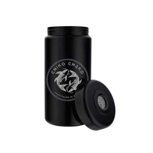 Chiko Chako® Premium UV Schutz luftdichtes Aufbewahrungsglas mit Hygrometer im Deckel | Stash Jar | Gläser zum fermentieren für Kaffee | Tee | Gewürzbehälter | 60g Fassungsvermögen | 1000 ml von Chiko Chako