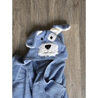 Personalisiertes Blauer Hunde Kapuzenhandtuch Baumwoll Kinder Badetuch Personalisiertes Blauer Hunde Kapuzenhandtuch Baumwoll Kinder Badetuch von Childslife