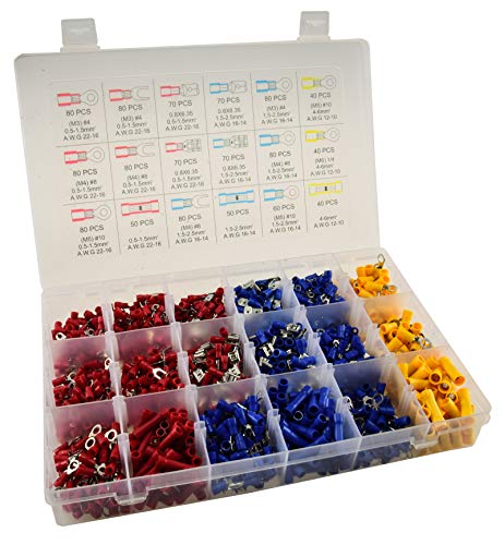 1200 Teile Kabelschuhe Set Isolierte Klemmen Stecker Ringklemmen Flachstecker Stoßverbinder Schnellverbinder Sortiert in Kunststoff-Box 1200 Teile Kabelschuhe Set Isolierte Klemmen Stecker Ringklemmen Flachstecker Stoßverbinder Schnellverbinder Sortiert in Kunststoff-Box von ChiliTec