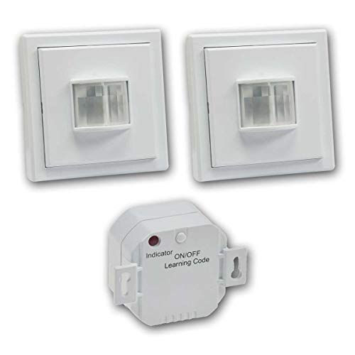 ChiliTec 2er Set Funk-Bewegungsmelder & Empfänger IP20, Weiß, Drahtloser Bewegungsmelder mit 90° Erfassungswinkel, hoher Schaltleistung (2000W), automatischem Frequenzabgleich und IP20 Schutzklasse ChiliTec 2er Set Funk-Bewegungsmelder & Empfänger IP20, Weiß, Drahtloser Bewegungsmelder mit 90° Erfassungswinkel, hoher Schaltleistung (2000W), automatischem Frequenzabgleich und IP20 Schutzklasse von ChiliTec