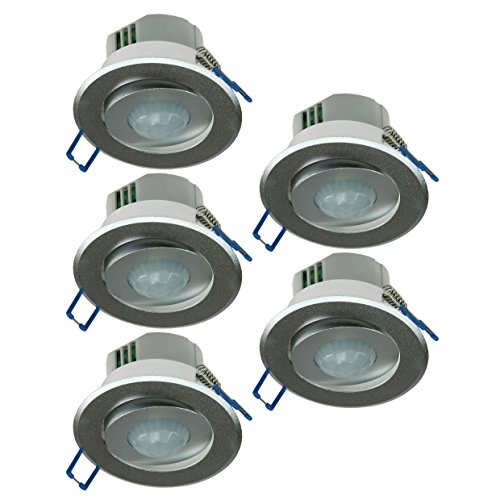 5X Decken Einbau Bewegungsmelder 360 Alu LED geeignet 6m schwenkbar Silber von ChiliTec