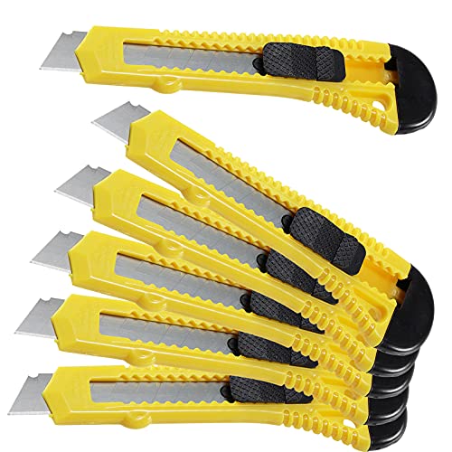 Abbrechmesser Cuttermesser 6Stück 18mm Klinge ausziehbares Kartonmesser Teppichmesser leicht austauschbare Klingen von ChiliTec