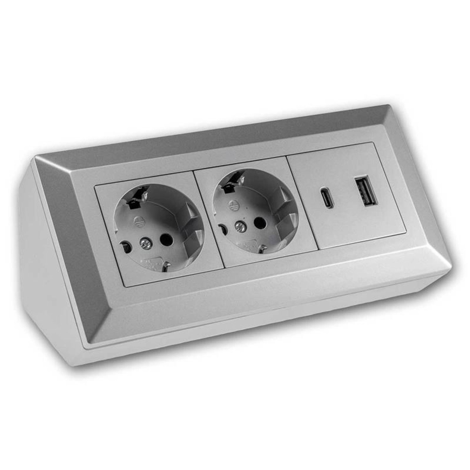 ChiliTec 2-Fach Steckdosenblock USB A&C Silber 250V 16A ChiliTec 2-Fach Steckdosenblock USB A&C Silber 250V 16A von ChiliTec