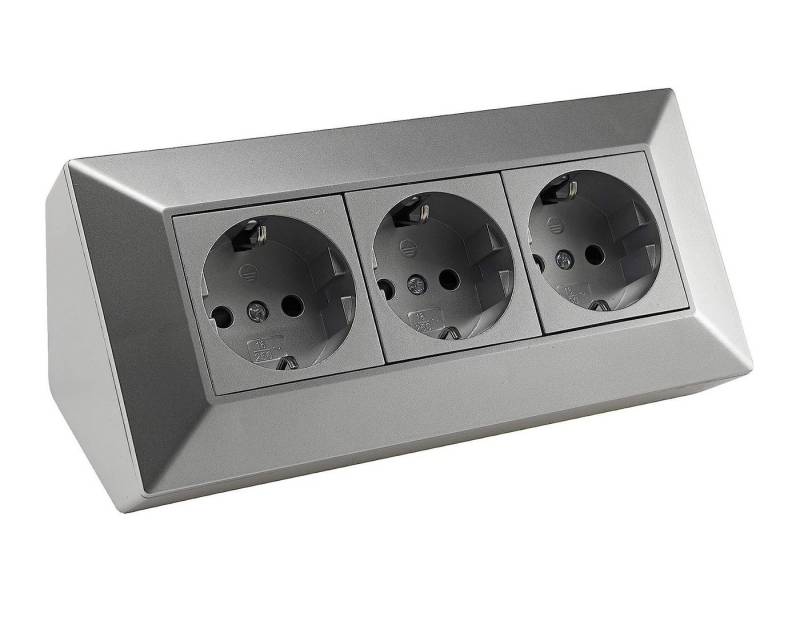 ChiliTec 3-fach Steckdosenblock, silber Mehrfachsteckdose von ChiliTec