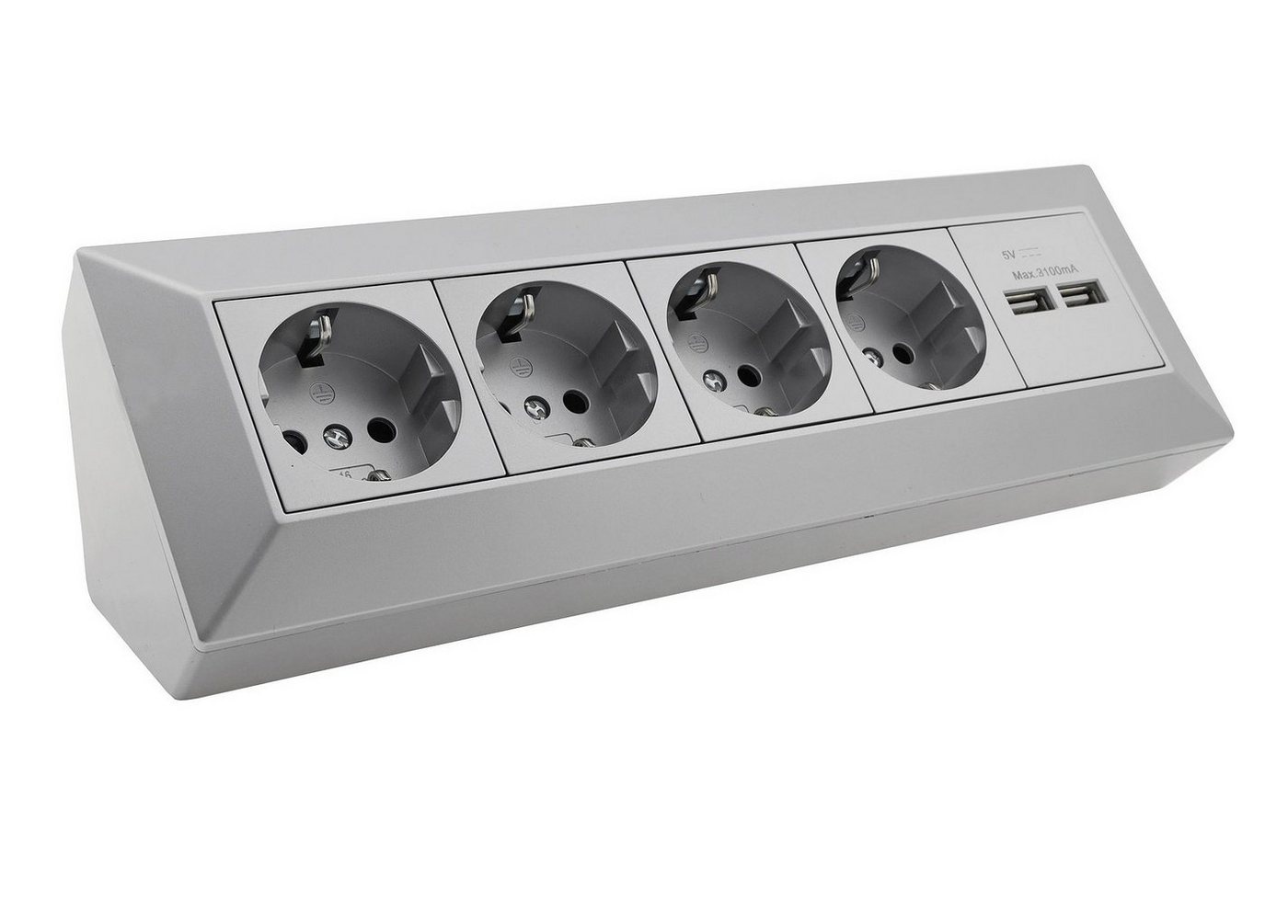ChiliTec 4-fach Steckdosenblock + 2x USB, silber Mehrfachsteckdose ChiliTec 4-fach Steckdosenblock + 2x USB, silber Mehrfachsteckdose von ChiliTec