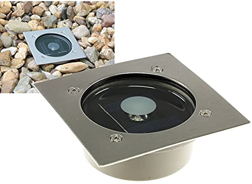 ChiliTec 4x Bodeneinbaustrahler mit Solar Bodeneinbauleuchte für Aussen - Eckig 10x10x4cm - IP44 LED Bodenstrahler für Beleuchtung Garten Terrasse Wegleuchte Witterungsbeständig Edelstahl/Weiß von ChiliTec