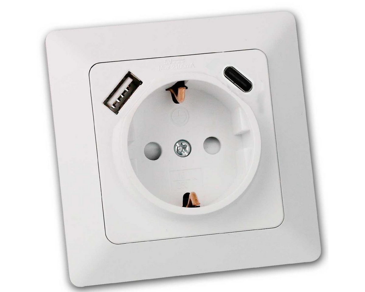 ChiliTec Aufputz-Einspeise-Steckdose MILOS Steckdose mit USB-C/PD,weiß matt, mit Rahmen ChiliTec Aufputz-Einspeise-Steckdose MILOS Steckdose mit USB-C/PD,weiß matt, mit Rahmen von ChiliTec