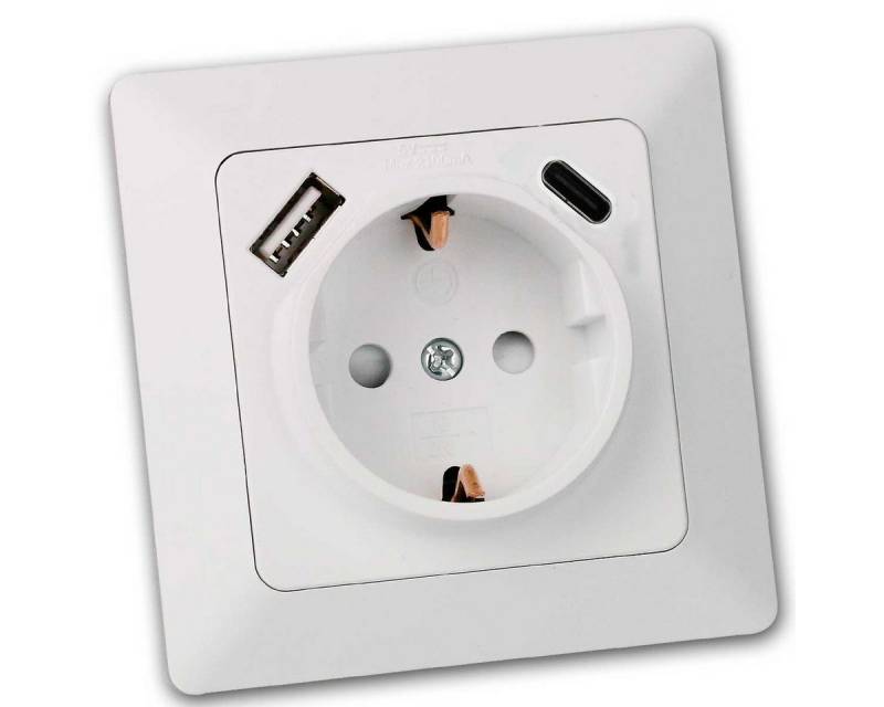 ChiliTec Aufputz-Einspeise-Steckdose MILOS Steckdose mit USB-C/PD,weiß matt, mit Rahmen von ChiliTec