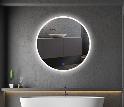 ChiliTec Badspiegel mit LED Beleuchtung 50cm Rund - Badezimmerspiegel Touchschalter 230V 1400lm Licht 4000k / Neutralweiß von ChiliTec