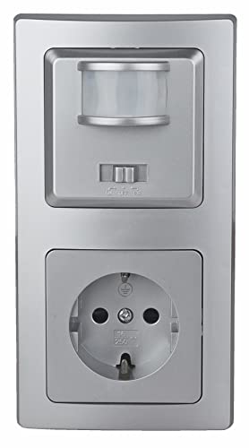 ChiliTec Bewegungsmelder 160° mit Steckdose Kombination Unterputz Delphi 230V~ Schutzkontaktsteckdose 2-Fach Rahmen 2-Draht PIR Sensor Anschluss ohne Nullleiter Silber Grau ChiliTec Bewegungsmelder 160° mit Steckdose Kombination Unterputz Delphi 230V~ Schutzkontaktsteckdose 2-Fach Rahmen 2-Draht PIR Sensor Anschluss ohne Nullleiter Silber Grau von ChiliTec