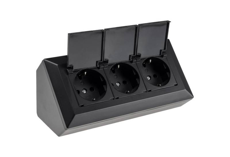 ChiliTec CHILITEC Steckdosenblock 23933, 3-fach, mit Schutzklappen, 250V/16A Mehrfachsteckdose von ChiliTec
