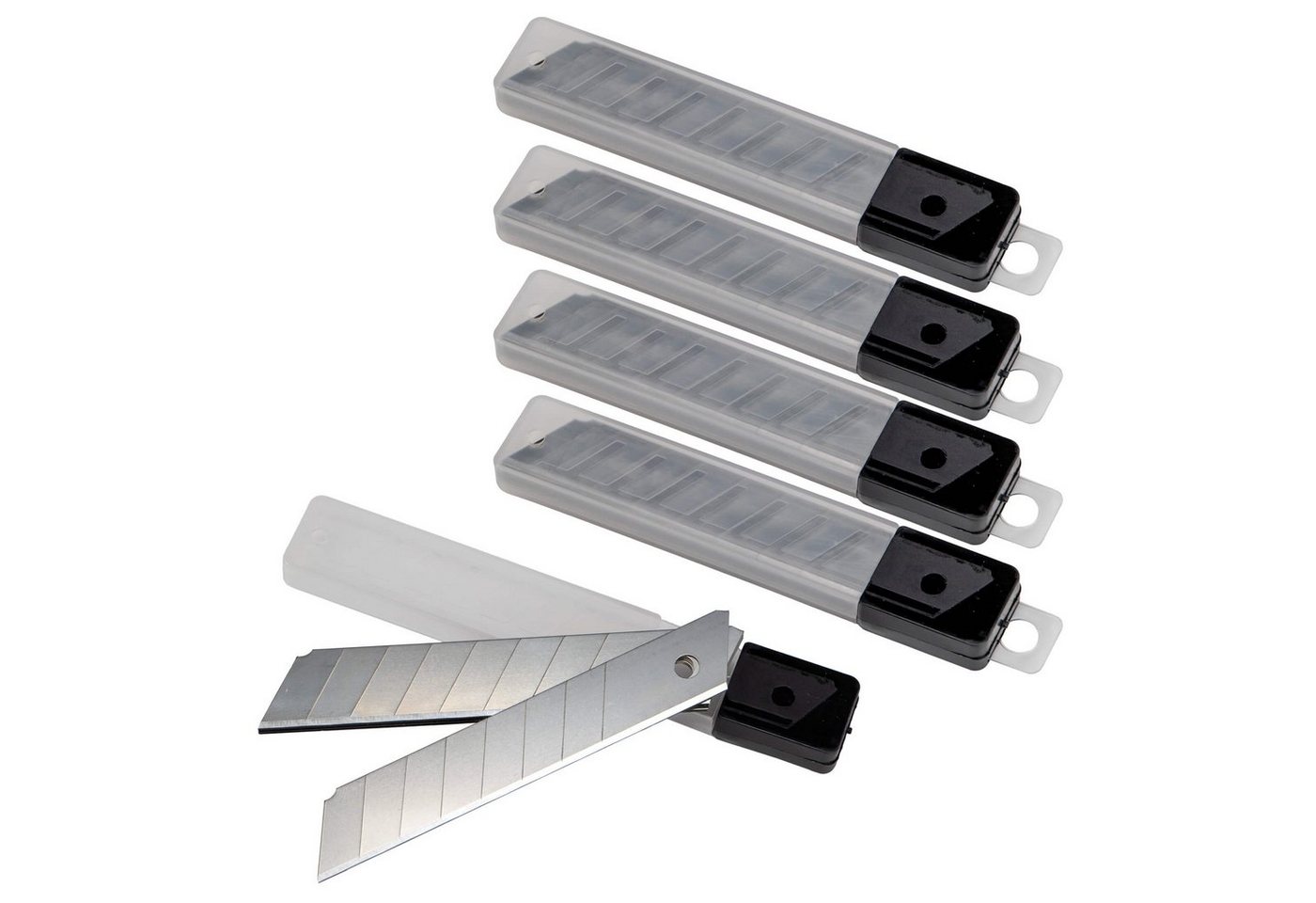 ChiliTec Cuttermesser Cuttermesser Ersatz Abbrechklingen 18mm (50 Stück) im Köcher, Klinge: 1,8 cm, (50-tlg), Cutterklingen im Köcher von ChiliTec