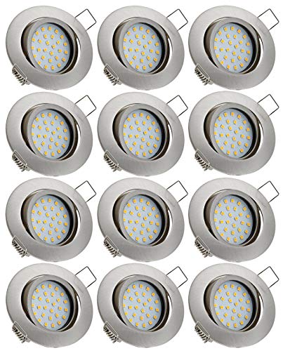 ChiliTec Einbauleuchte Deckenspot 12 Stück 4W 330Lumen Schwenkbar 230V 28mm flache Einbaustrahler mit LED Leuchtmittel 2900k Warmweiß von ChiliTec