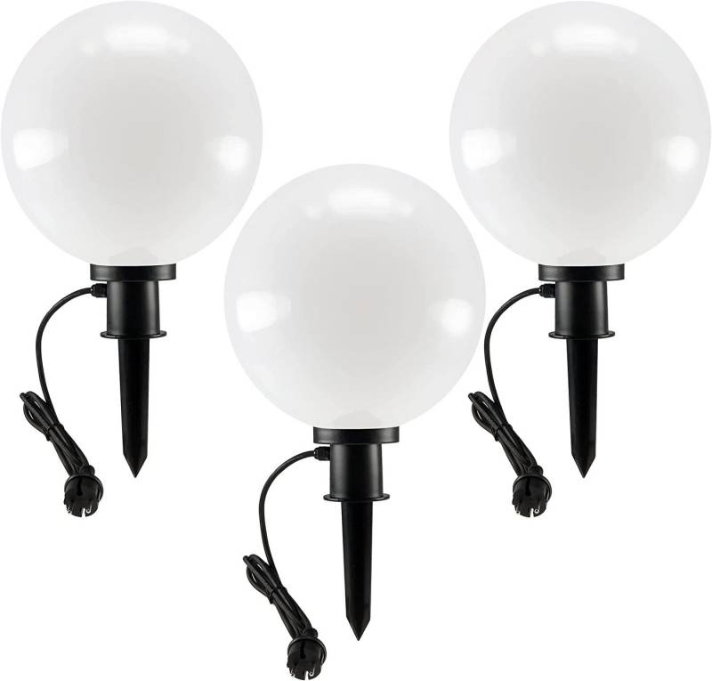 ChiliTec Gartenleuchte ChiliTec Kugelleuchte Gartenlampe 3er Set 30cm mit Erdspieß für Außen von ChiliTec