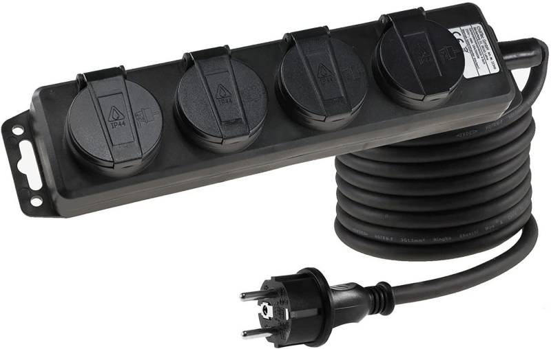ChiliTec Gartensteckdose ChiliTec 4-fach Steckdosenleiste 3m Kabel IP44 für Innen und Außen von ChiliTec