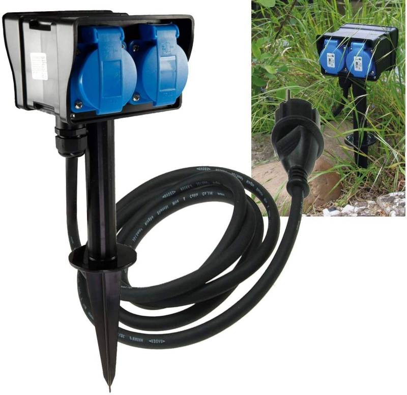 ChiliTec Gartensteckdose Gartensteckdose 4-fach 230V Außensteckdose mit Erdspieß IP44 2m Kabel ChiliTec Gartensteckdose Gartensteckdose 4-fach 230V Außensteckdose mit Erdspieß IP44 2m Kabel von ChiliTec