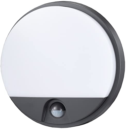 Wandleuchte Aussen Bewegungsmelder Rund 15Watt Ø21cm 2 Stück Anthrazit Grau von ChiliTec