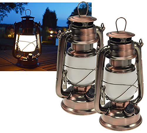 ChiliTec LED Campinglaterne 2 Stück Campinglampe 23cm Dimmbar Batterie 4x AA Mignon Retro Gartenlaterne mit Bügel Warmweiß von ChiliTec