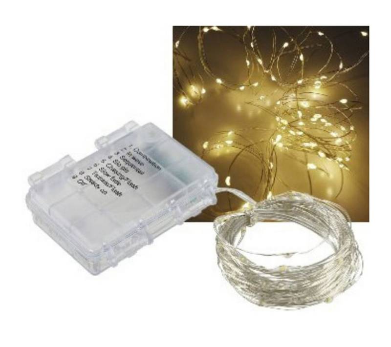 ChiliTec LED Dekolicht LED Batterie-Lichterkette 80 micro LEDs, 8m, warmweiß, IP44 von ChiliTec