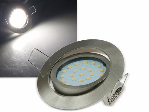 ChiliTec LED Einbauleuchte Spot schwenkbar 3Watt 390 Lumen 26mm flach 230V Einbaustrahler Edelstahl Design 4000k Licht Neutralweiß von ChiliTec