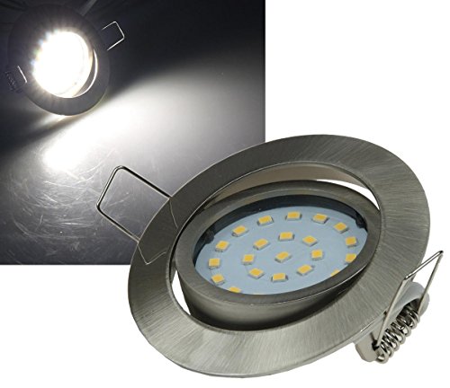 ChiliTec LED Einbauleuchte Spot schwenkbar 3Watt 390 Lumen 26mm flach 230V Einbaustrahler Edelstahl Design 4000k Licht Neutralweiß von ChiliTec