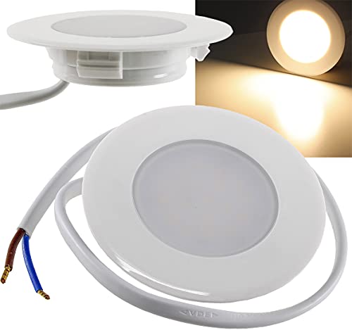 ChiliTec LED Einbauleuchte Treppenlicht 230V 4Stück Stufenleuchte für Unterputz Dosen 2Watt 230Lumen Leuchte für 60mm UP-Dosen Stufenbeleuchtung Schraubenlose Montage Warmweiß von ChiliTec