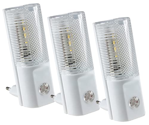 ChiliTec LED Nachtlicht 3 Stück mit Dämmerungsschalter Steckdose 230V - Treppenlicht Beleuchtung Kinderzimmer Schaltet bei Dunkelheit 1 Watt Licht Weiß von ChiliTec