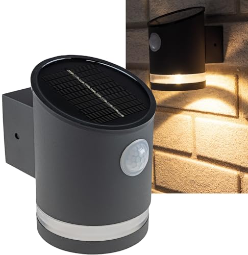 ChiliTec LED Solar Wandleuchte SWL 119-A Solarleuchte mit PIR Bewegungsmelder Aussenleuchte mit Solarzelle IP44 anthrazit von ChiliTec