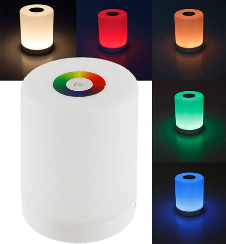 ChiliTec LED Tischlampe Nachttischlampe Touch mit Akku - dimmbare Tischleuchte mit Touchschalter RGB Licht Farben einstellbar USB aufladbar von ChiliTec