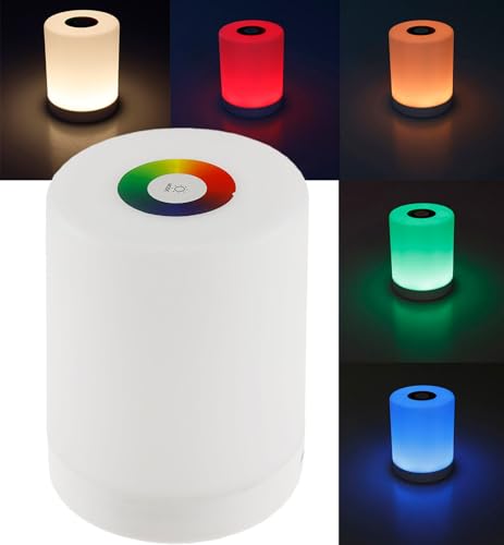 ChiliTec LED Tischlampe 11cm RGB Nachttischlampe Touch mit Akku - dimmbare Tischleuchte mit Touchschalter Licht Farben einstellbar USB aufladbar von ChiliTec