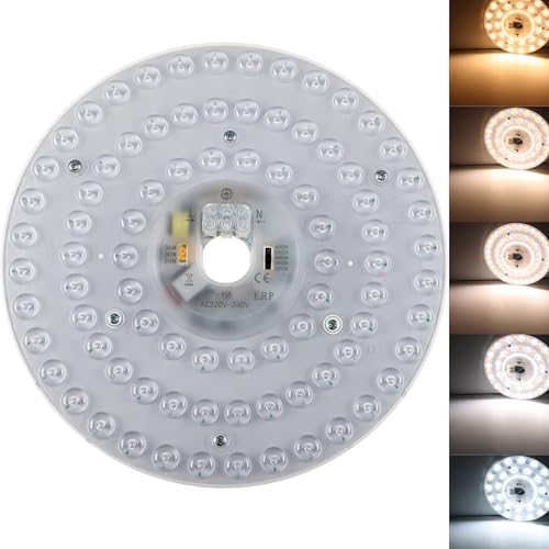 ChiliTec LED Umrüstmodul 23cm 230V CCT Lichtfarbe einstellbar Umrüstsatz Umbausatz für Deckenleuchte Platine mit Magnethalter warmweiß 3000K neutralweiß 4000k kaltweiß 6000k von ChiliTec