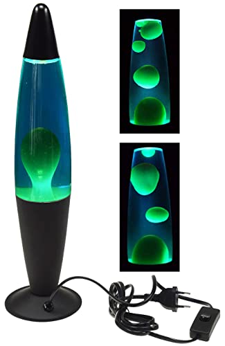 Lavalampe 40cm 1,5m Kabel Wachslampe Design Retrolampe mit Schalter Farben Schwarz Blau Grün von ChiliTec
