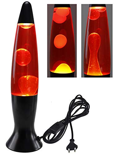 ChiliTec Lavalampe 40cm 1,5m Kabel mit Schalter 230V inkl. Leuchtmittel Dekoleuchte Einschlafhilfe Schwarz Gelb Rot von ChiliTec
