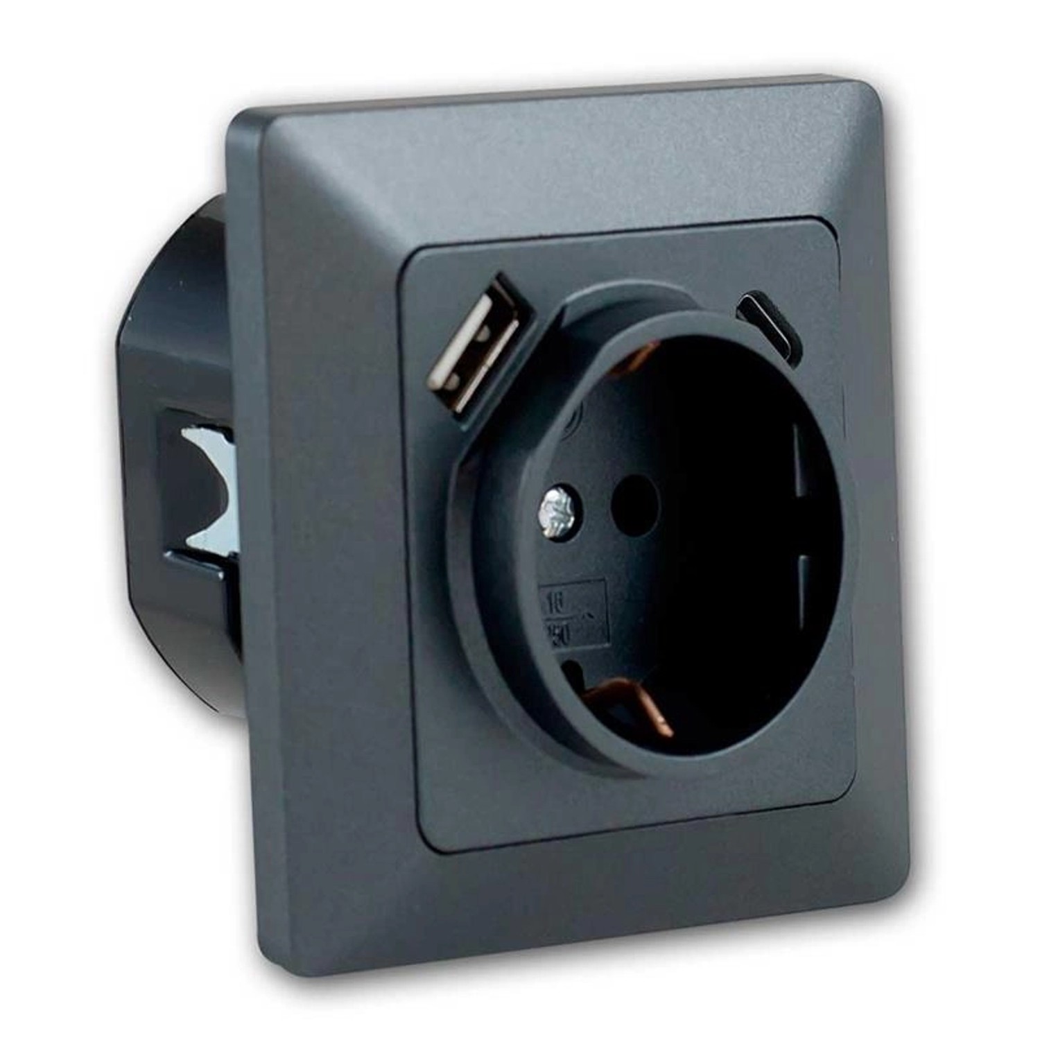 ChiliTec MILOS Steckdose mit USB CPDanthrazit mit Rahmen ChiliTec MILOS Steckdose mit USB CPDanthrazit mit Rahmen von ChiliTec