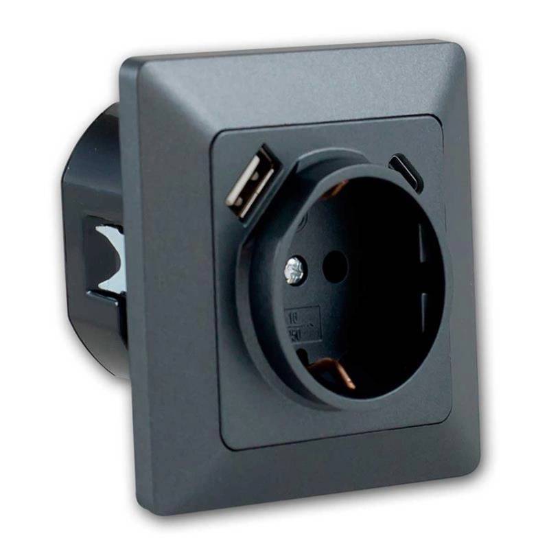ChiliTec MILOS Steckdose mit USB CPDanthrazit mit Rahmen ChiliTec MILOS Steckdose mit USB CPDanthrazit mit Rahmen von ChiliTec
