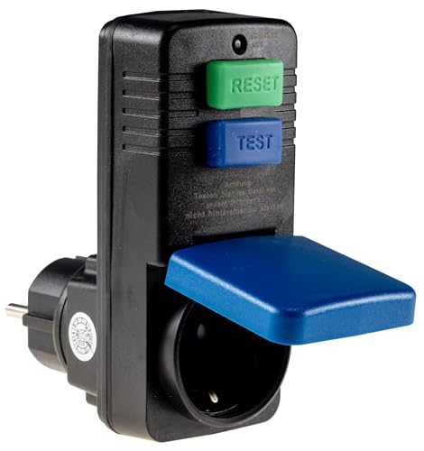 ChiliTec Personenschutz Zwischenstecker Schutzschalter IP54 Aussen Fehlerstromschutz FI Schalter für Steckdose 230V Aussen 30ms 2polige Trennung 30mA Schutz vor Stromschlägen DI Steckdosenadapter von ChiliTec