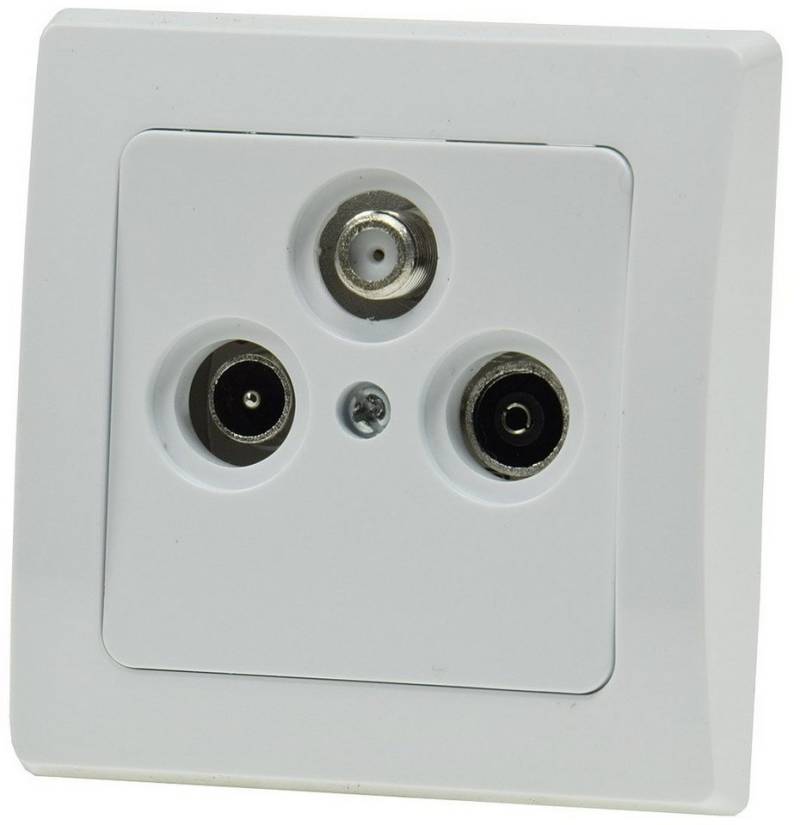 ChiliTec Schalter Antennendose 3-fach TV Sat Kabel Fernsehen Radio FULL-HD Weiß von ChiliTec