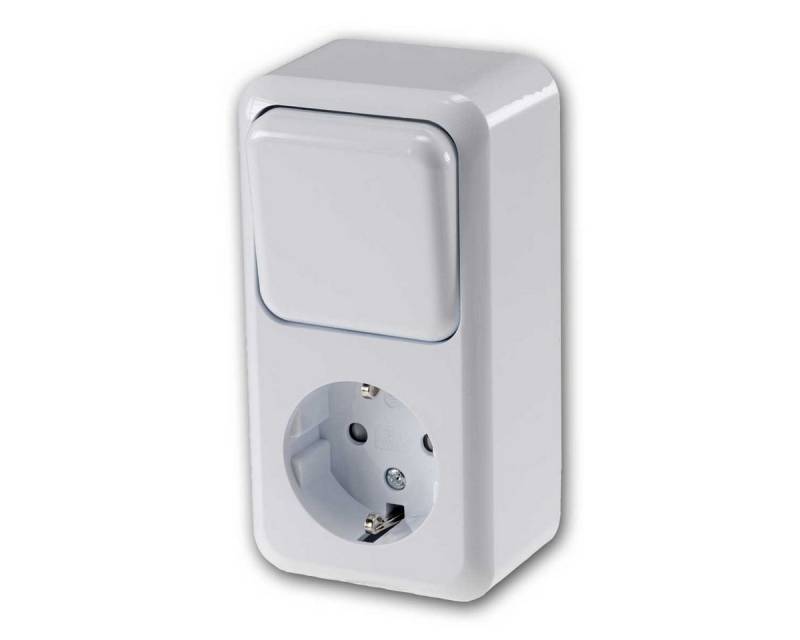 ChiliTec Aufputz-Einspeise-Steckdose FASKO Kombi Steckdose Schalter, AP, Weiß 250V~ von ChiliTec