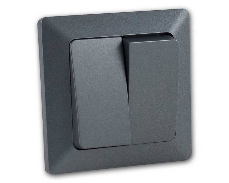 ChiliTec MILOS Serien-Schalter anthrazit mit Rahmen, 2-fach Unterputzschalter von ChiliTec