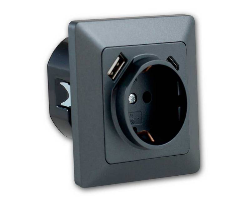 ChiliTec Steckdose MILOS Steckdose mit USB-C/PD,anthrazit, mit Rahmen von ChiliTec