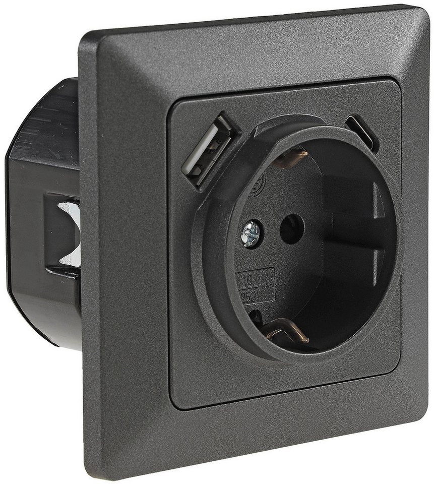 ChiliTec Unterputz-Steckdose MILOS Serie Steckdosen, Schalter, Rahmen, Dimmer, SAT, UP, Anthrazit ChiliTec Unterputz-Steckdose MILOS Serie Steckdosen, Schalter, Rahmen, Dimmer, SAT, UP, Anthrazit von ChiliTec