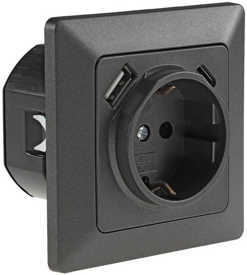 ChiliTec Unterputz-Steckdose MILOS Serie Steckdosen, Schalter, Rahmen, Dimmer, SAT, UP, Anthrazit von ChiliTec