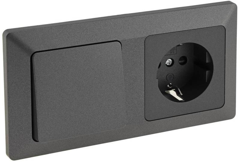 ChiliTec Unterputz-Steckdose MILOS Serie Steckdosen, Schalter, Rahmen, Dimmer, SAT, UP, Anthrazit von ChiliTec
