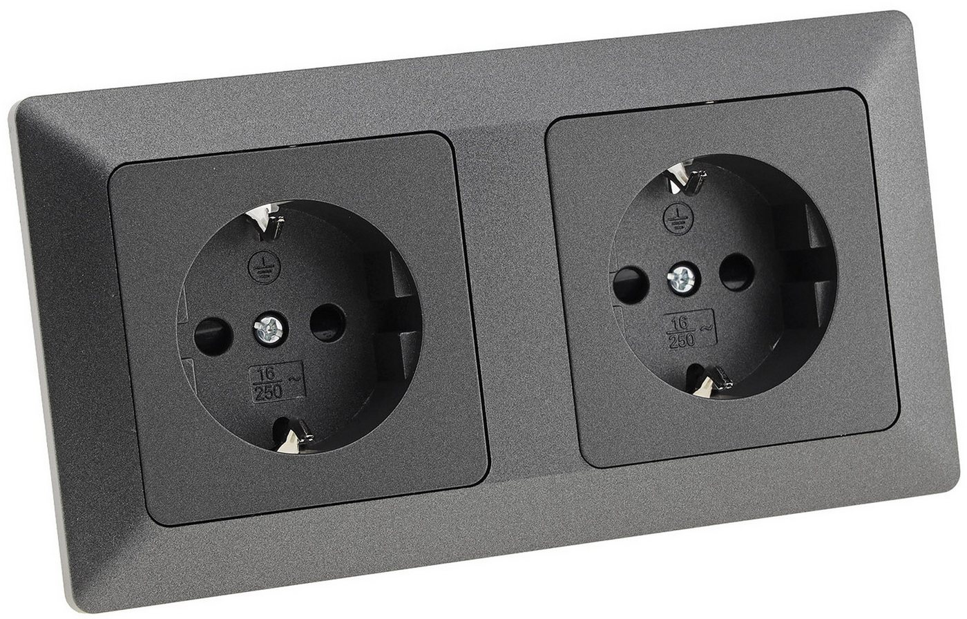 ChiliTec Unterputz-Steckdose MILOS Serie Steckdosen, Schalter, Rahmen, Dimmer, SAT, UP, Anthrazit ChiliTec Unterputz-Steckdose MILOS Serie Steckdosen, Schalter, Rahmen, Dimmer, SAT, UP, Anthrazit von ChiliTec