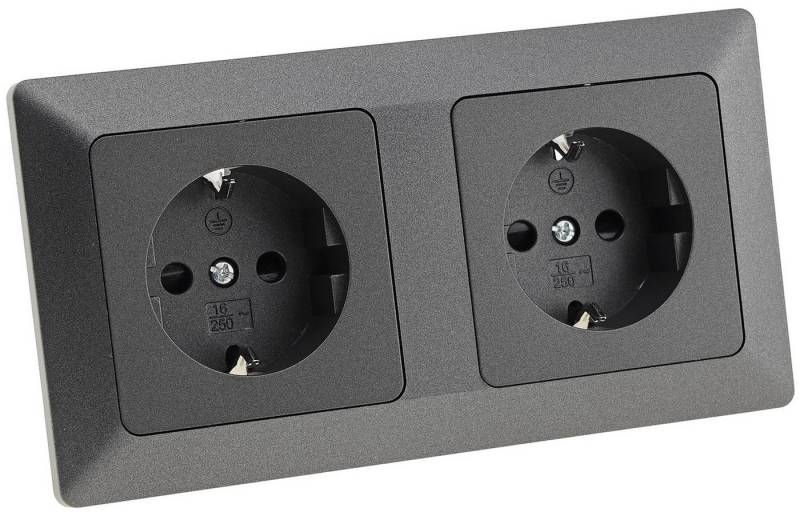 ChiliTec Unterputz-Steckdose MILOS Serie Steckdosen, Schalter, Rahmen, Dimmer, SAT, UP, Anthrazit von ChiliTec